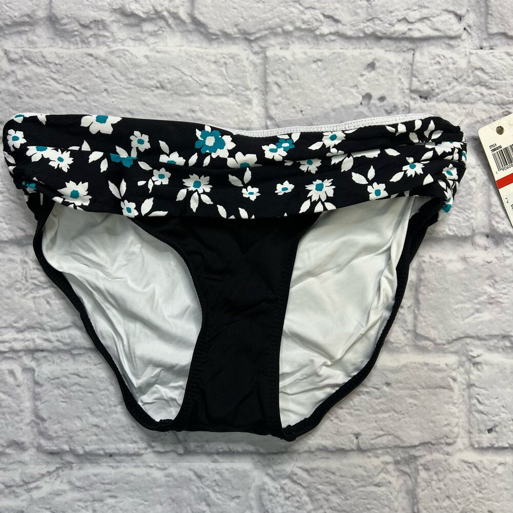 Anne Cole Womens Eleni Floral Print Fold Over Swim Bottom Black Size XS New - Picture 2 of 4